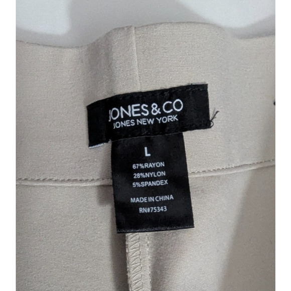 Jones New York Beige Wide Leg Crop Ponte Knit Pants Pull On Size Large Stretch - Picture 3 of 6